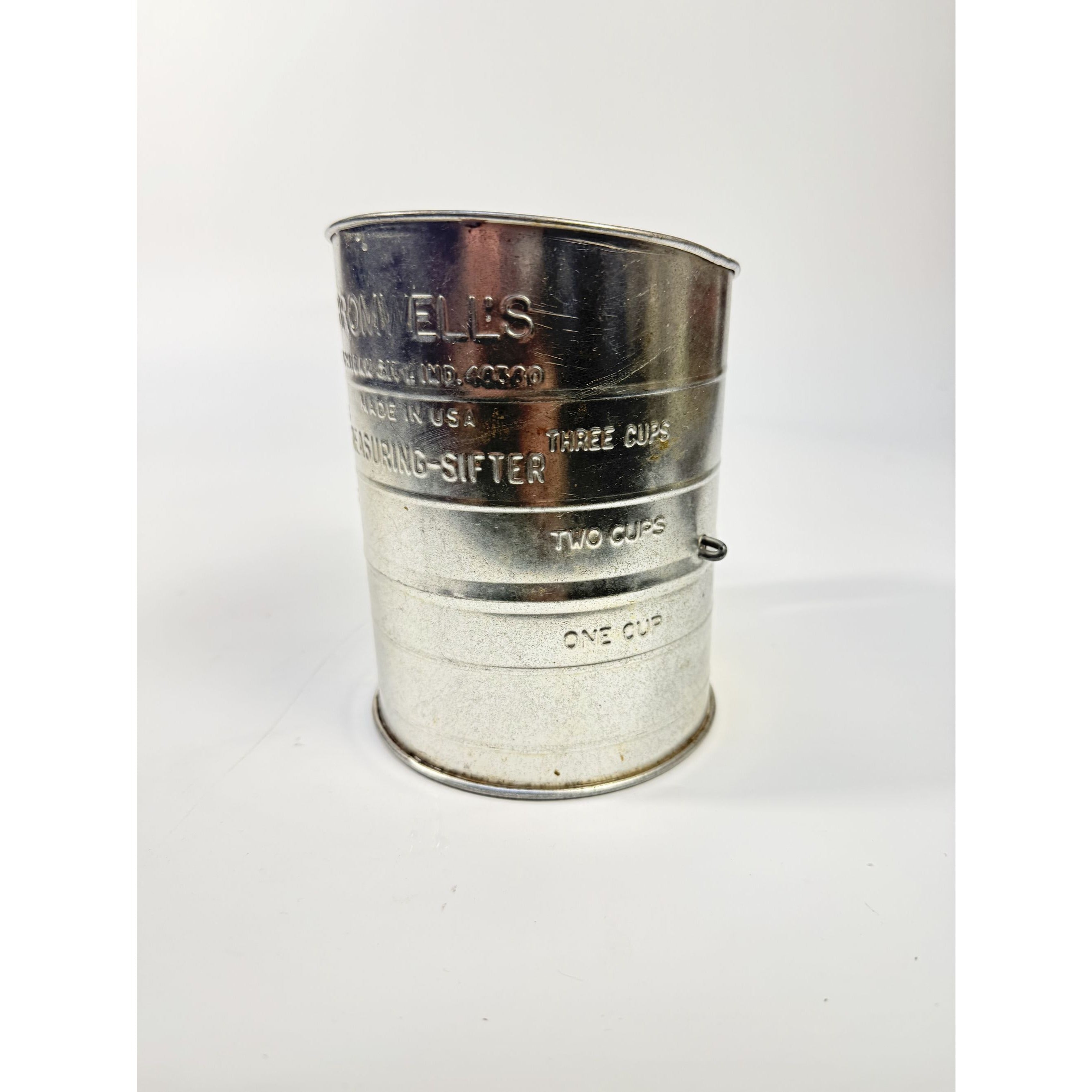 Flour Sifter Vintage Bromwell’s 3 Cup Flour Sifter USA Tin Hand Wooden Crank Mid Century Farmhouse Kitchen Tools Utensils Cooking