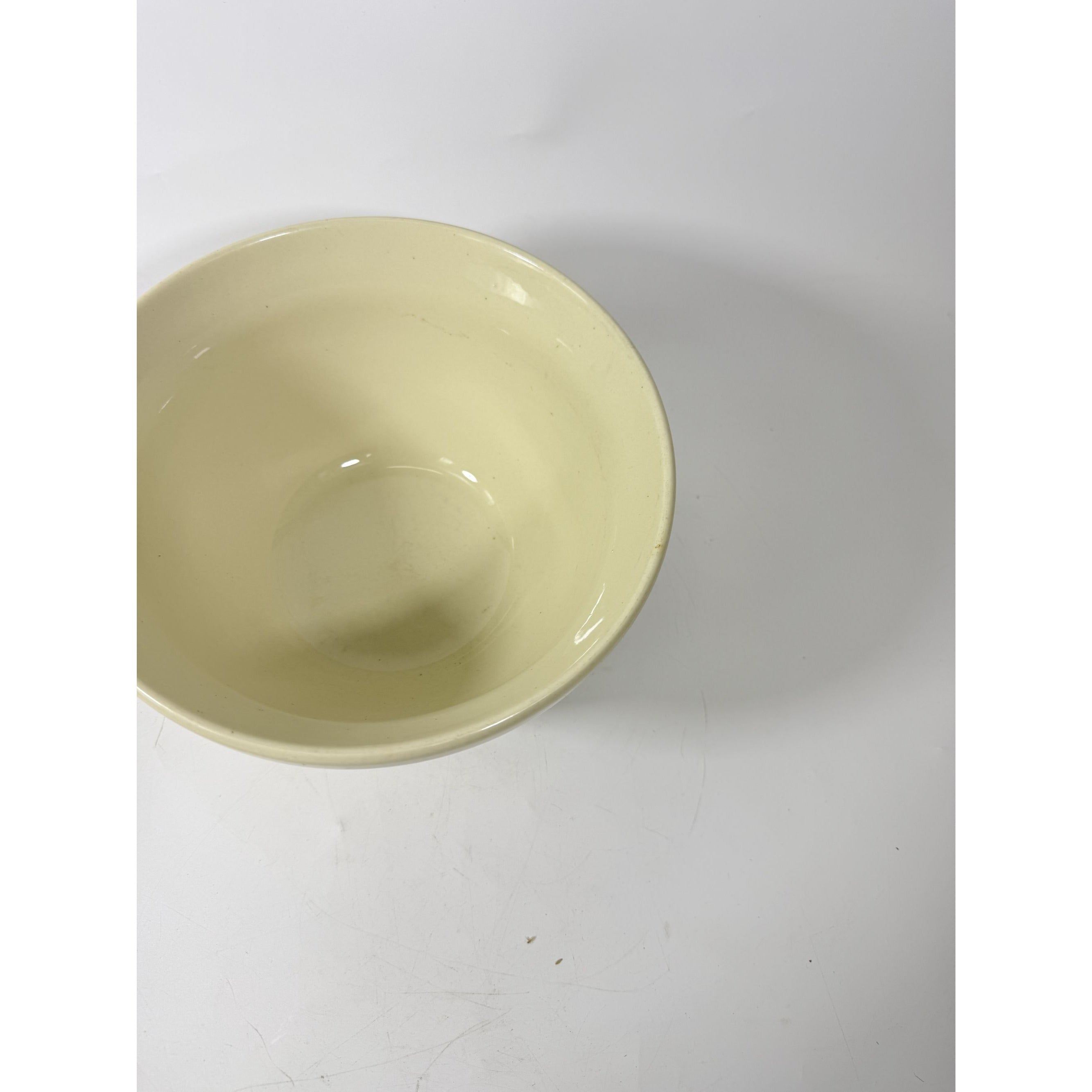 Stoneware Mixing Bowl Roseville Friendship Pottery FP USA Blue Stripes 10" 4 QT Ironstone Vintage Farmhouse Primitive Cottage Granny Kitchen