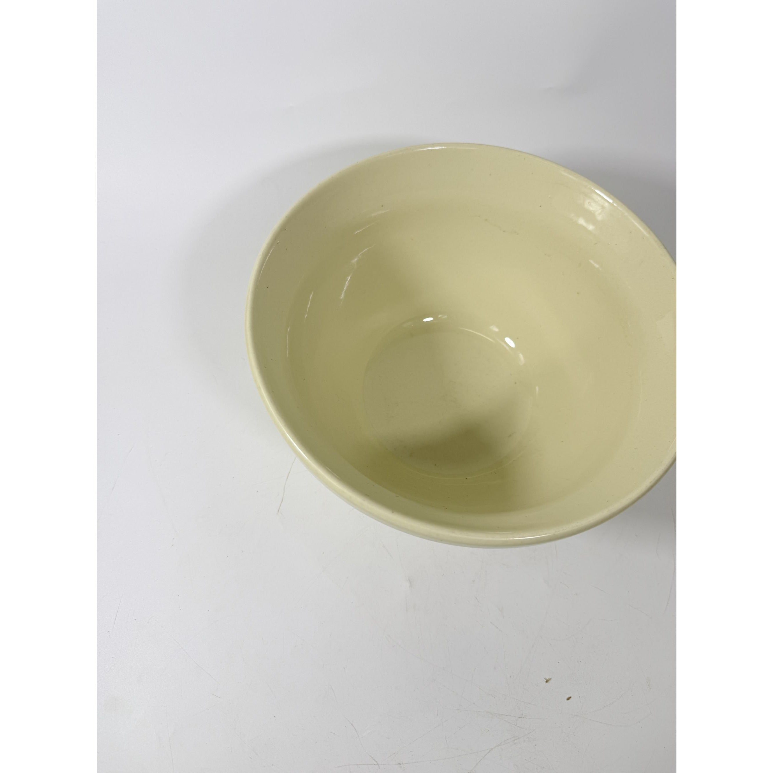 Stoneware Mixing Bowl Roseville Friendship Pottery FP USA Blue Stripes 10" 4 QT Ironstone Vintage Farmhouse Primitive Cottage Granny Kitchen