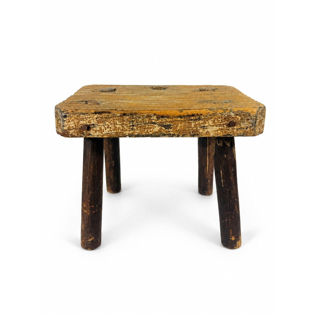 Milking Stool French Style Peg Leg Antique Wood Farmhouse Primtive Rustic Home Decor