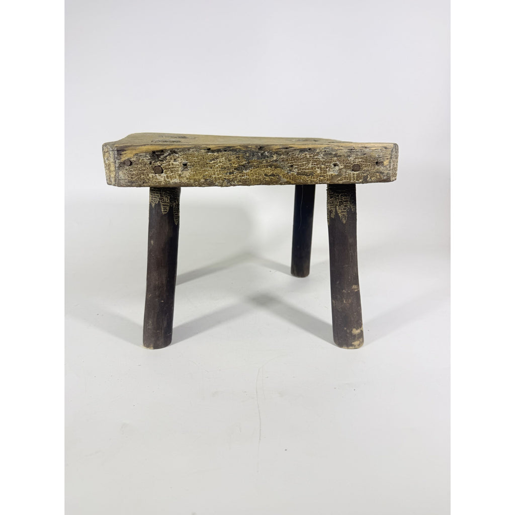 Milking Stool French Style Peg Leg Antique Wood Farmhouse Primtive Rustic Home Decor