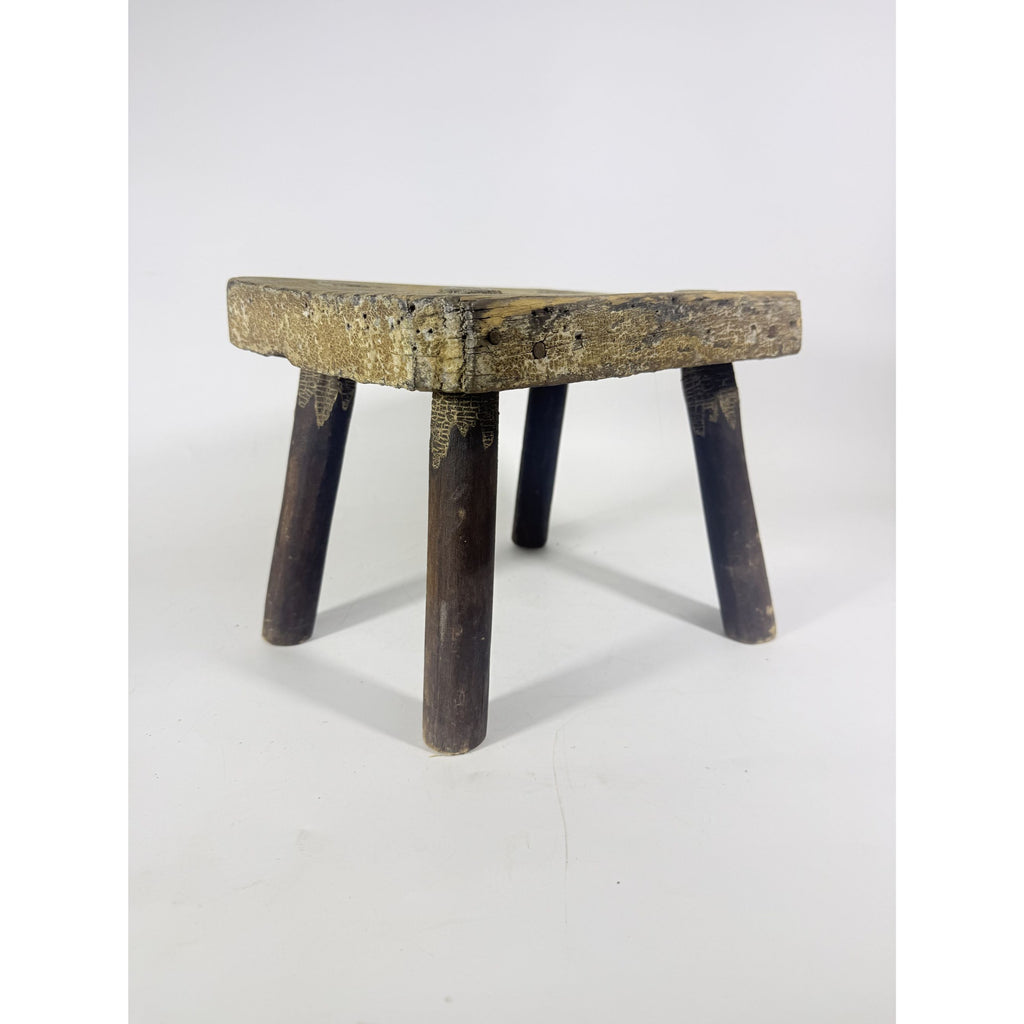 Milking Stool French Style Peg Leg Antique Wood Farmhouse Primtive Rustic Home Decor