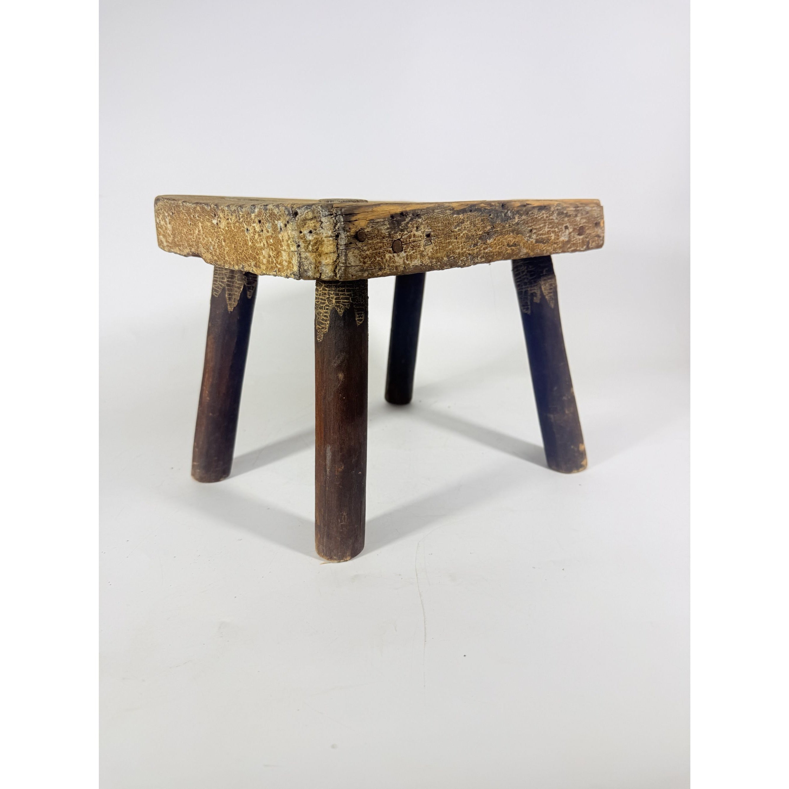 Milking Stool French Style Peg Leg Antique Wood Farmhouse Primtive Rustic Home Decor
