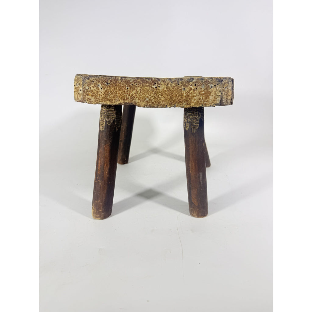 Milking Stool French Style Peg Leg Antique Wood Farmhouse Primtive Rustic Home Decor