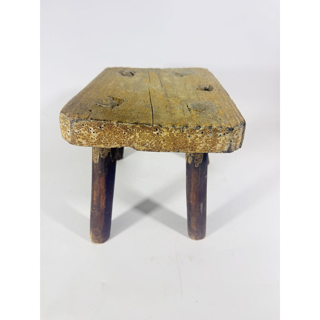 Milking Stool French Style Peg Leg Antique Wood Farmhouse Primtive Rustic Home Decor