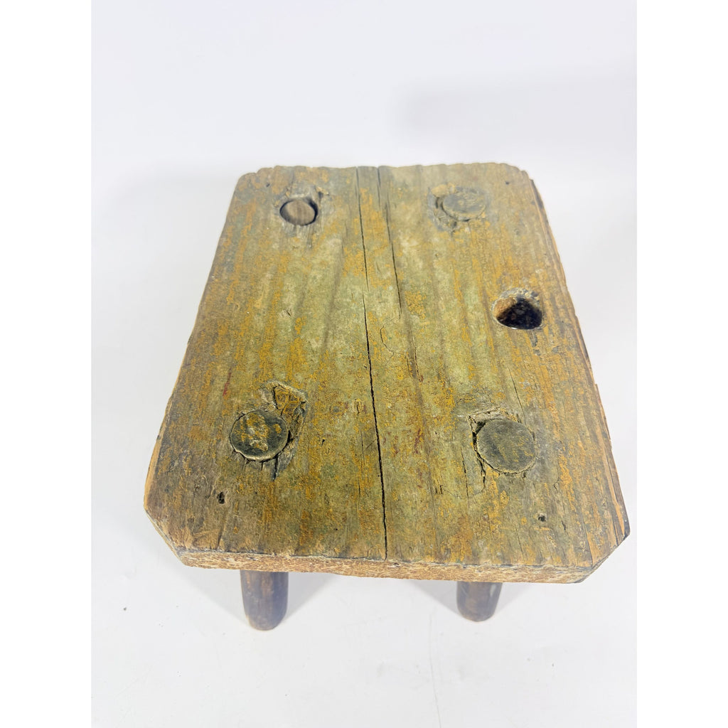 Milking Stool French Style Peg Leg Antique Wood Farmhouse Primtive Rustic Home Decor