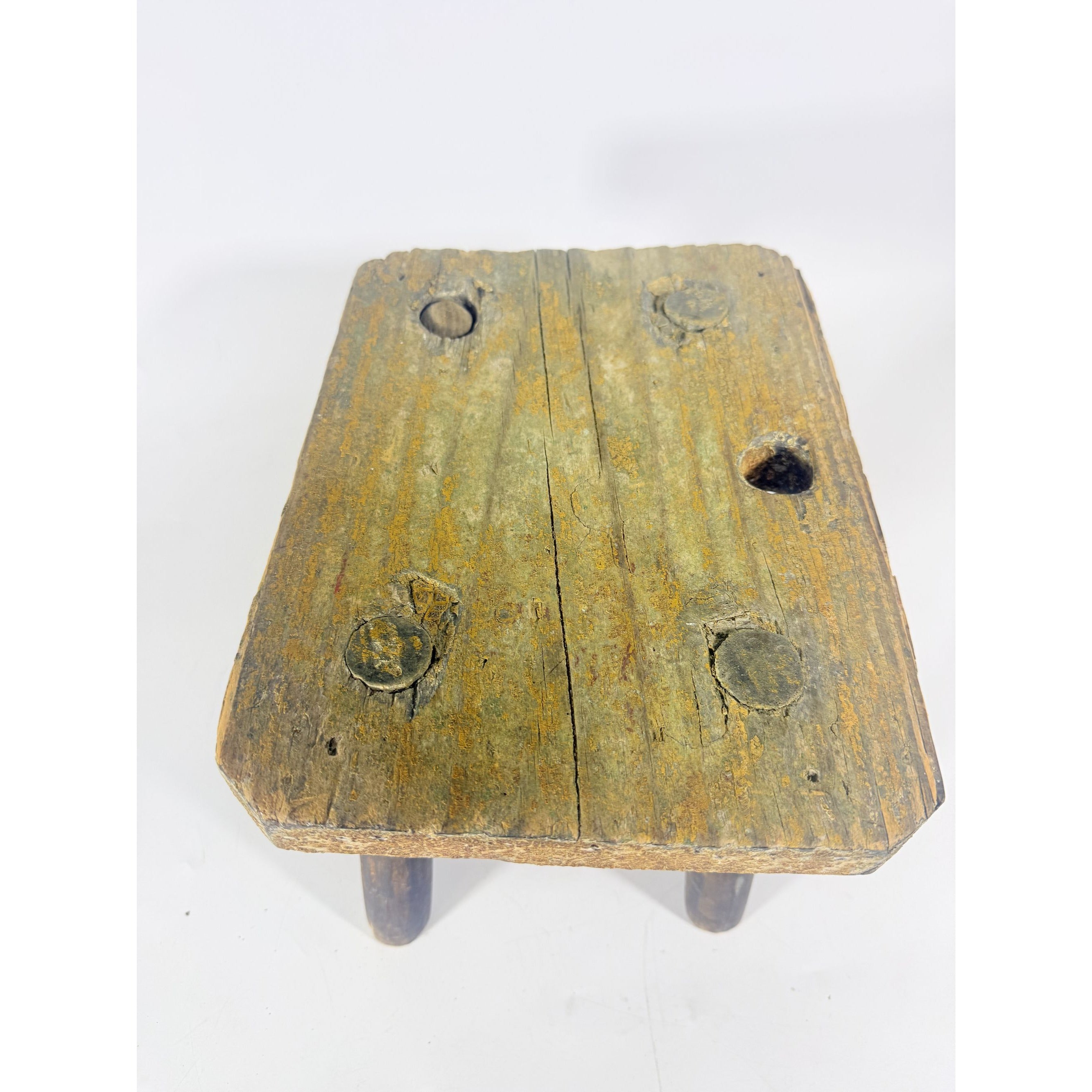 Milking Stool French Style Peg Leg Antique Wood Farmhouse Primtive Rustic Home Decor