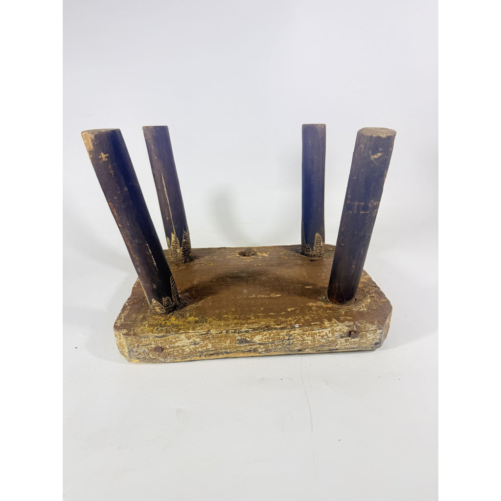 Milking Stool French Style Peg Leg Antique Wood Farmhouse Primtive Rustic Home Decor