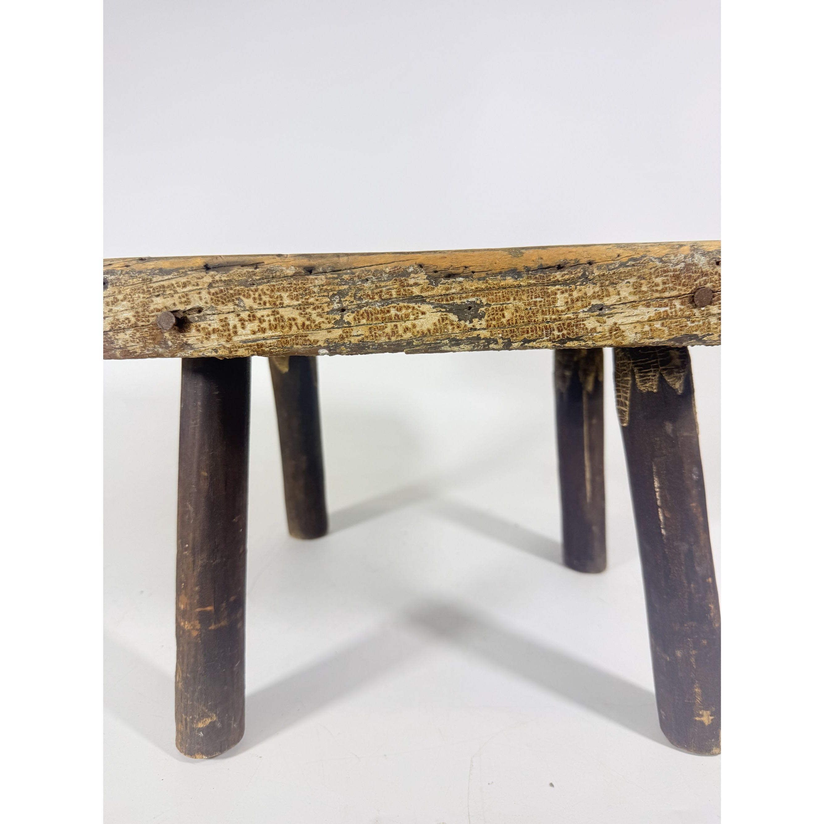 Milking Stool French Style Peg Leg Antique Wood Farmhouse Primtive Rustic Home Decor