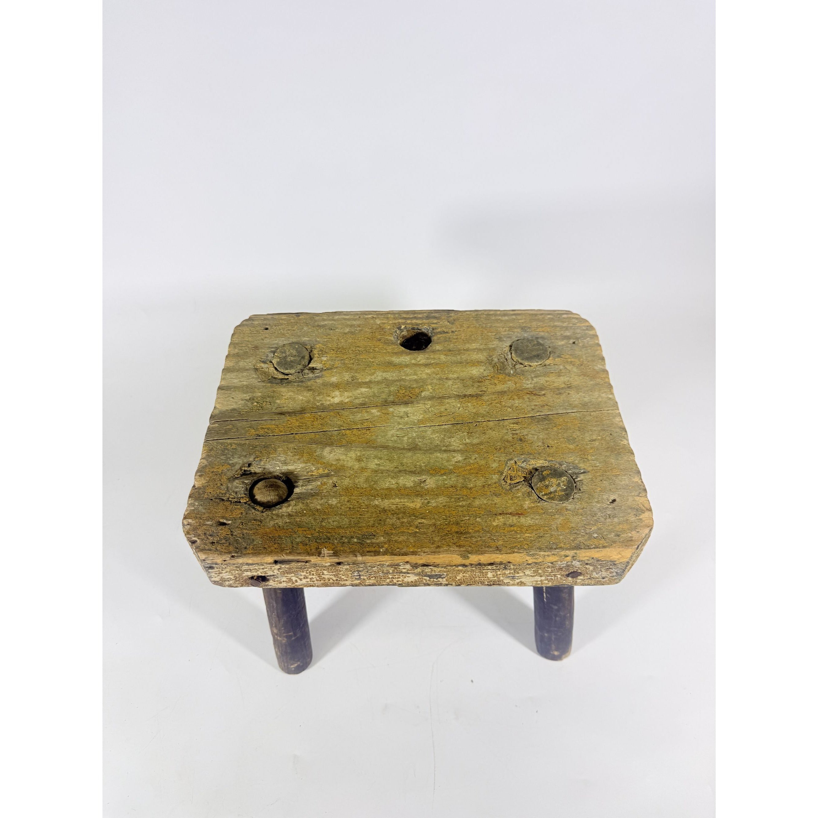 Milking Stool French Style Peg Leg Antique Wood Farmhouse Primtive Rustic Home Decor