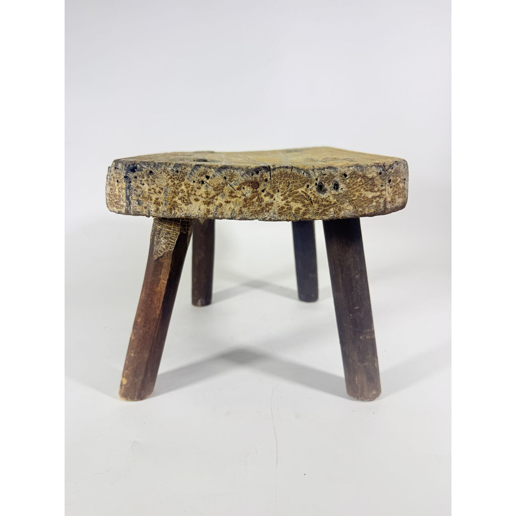 Milking Stool French Style Peg Leg Antique Wood Farmhouse Primtive Rustic Home Decor