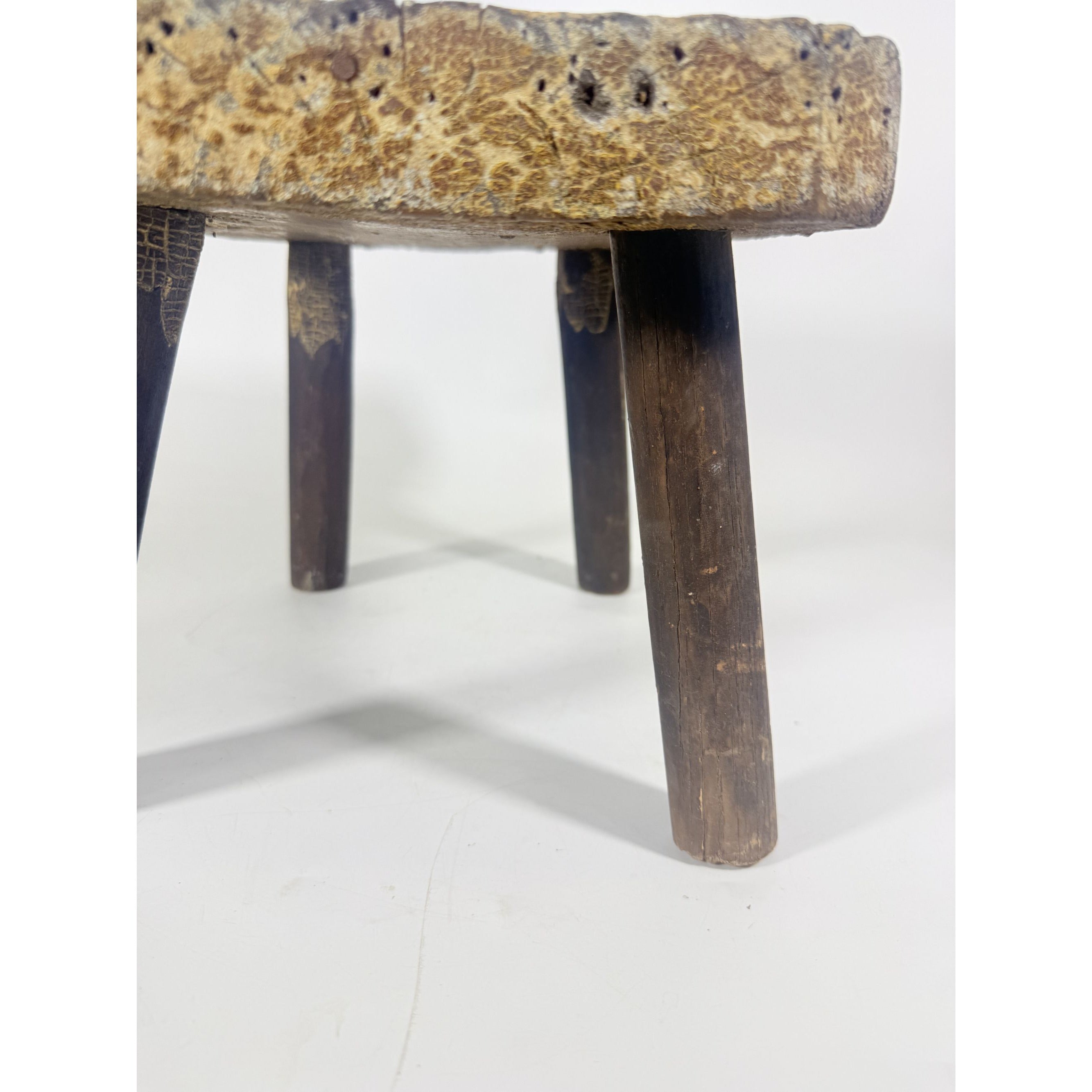 Milking Stool French Style Peg Leg Antique Wood Farmhouse Primtive Rustic Home Decor