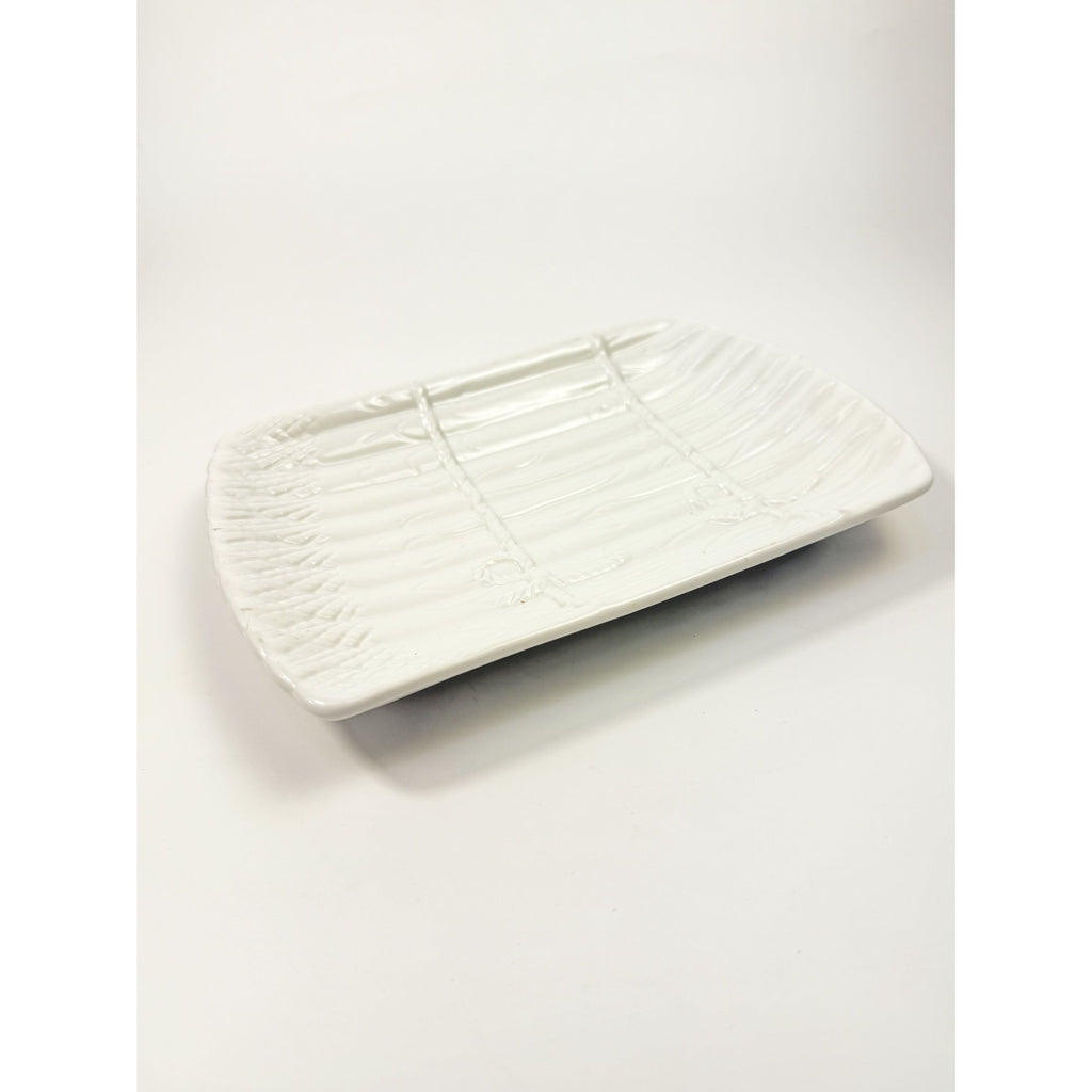Asparagus Platter Plate Majolica Style Made In Portugal White Cottage Kitchen Replacement China Serving PiecesGrand Millennial
