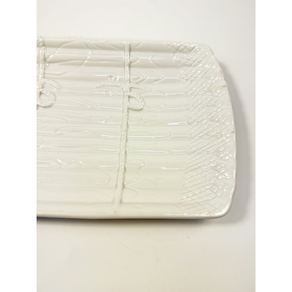 Asparagus Platter Plate Majolica Style Made In Portugal White Cottage Kitchen Replacement China Serving PiecesGrand Millennial