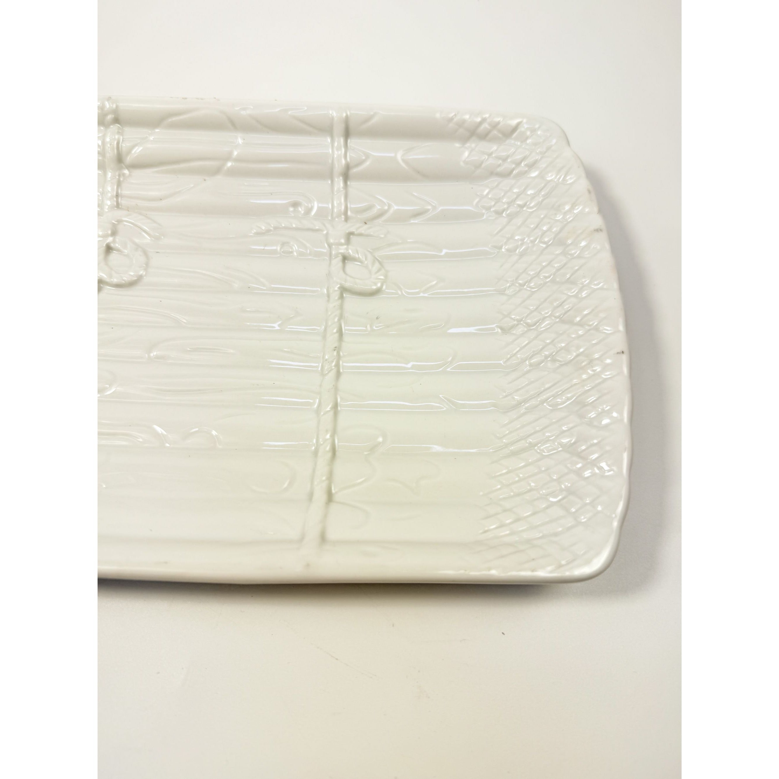 Asparagus Platter Plate Majolica Style Made In Portugal White Cottage Kitchen Replacement China Serving PiecesGrand Millennial