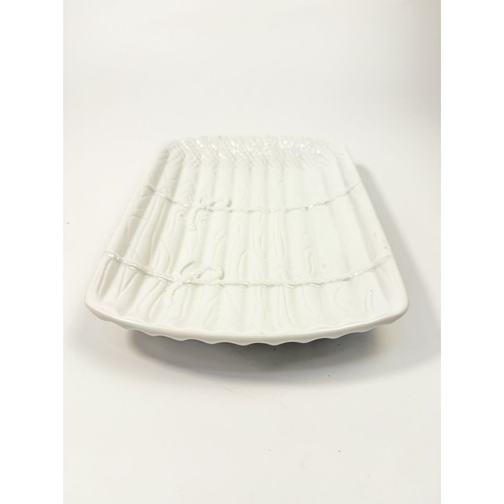 Asparagus Platter Plate Majolica Style Made In Portugal White Cottage Kitchen Replacement China Serving PiecesGrand Millennial