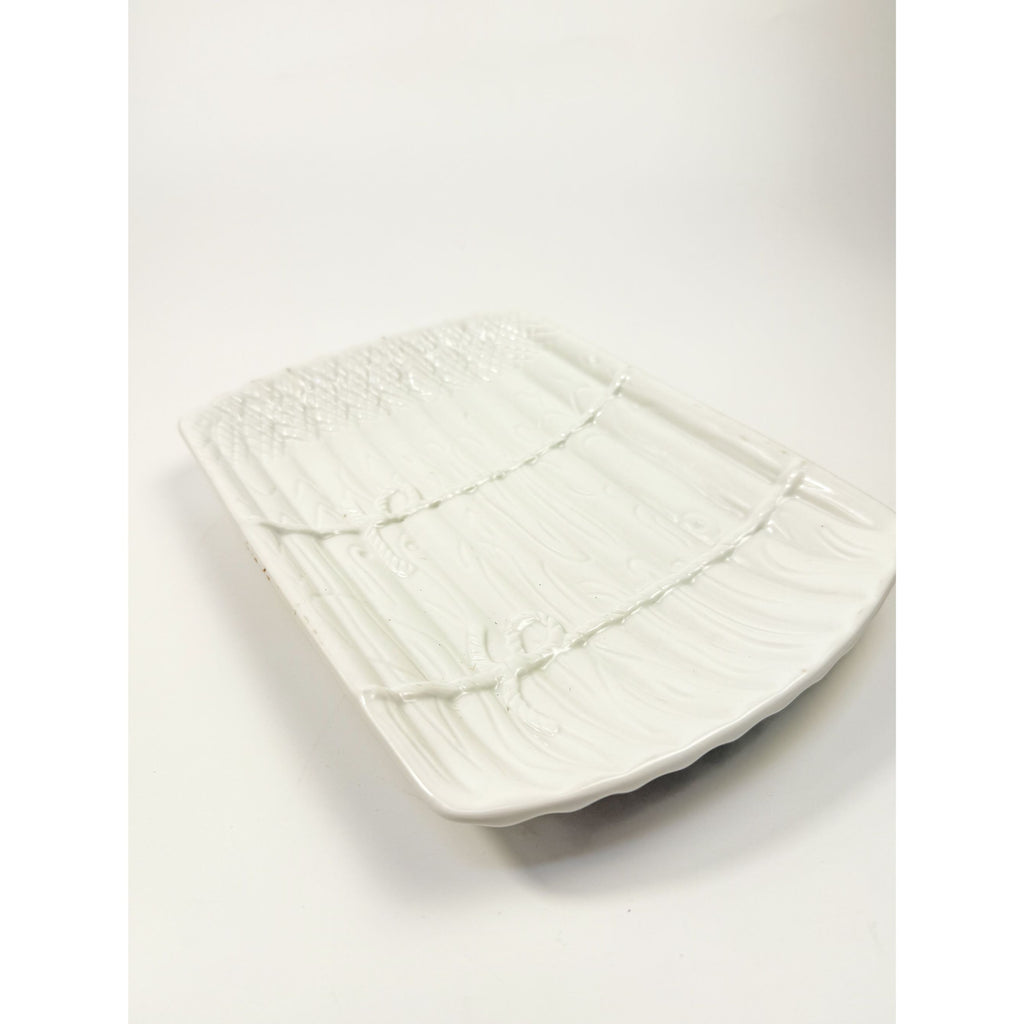 Asparagus Platter Plate Majolica Style Made In Portugal White Cottage Kitchen Replacement China Serving PiecesGrand Millennial