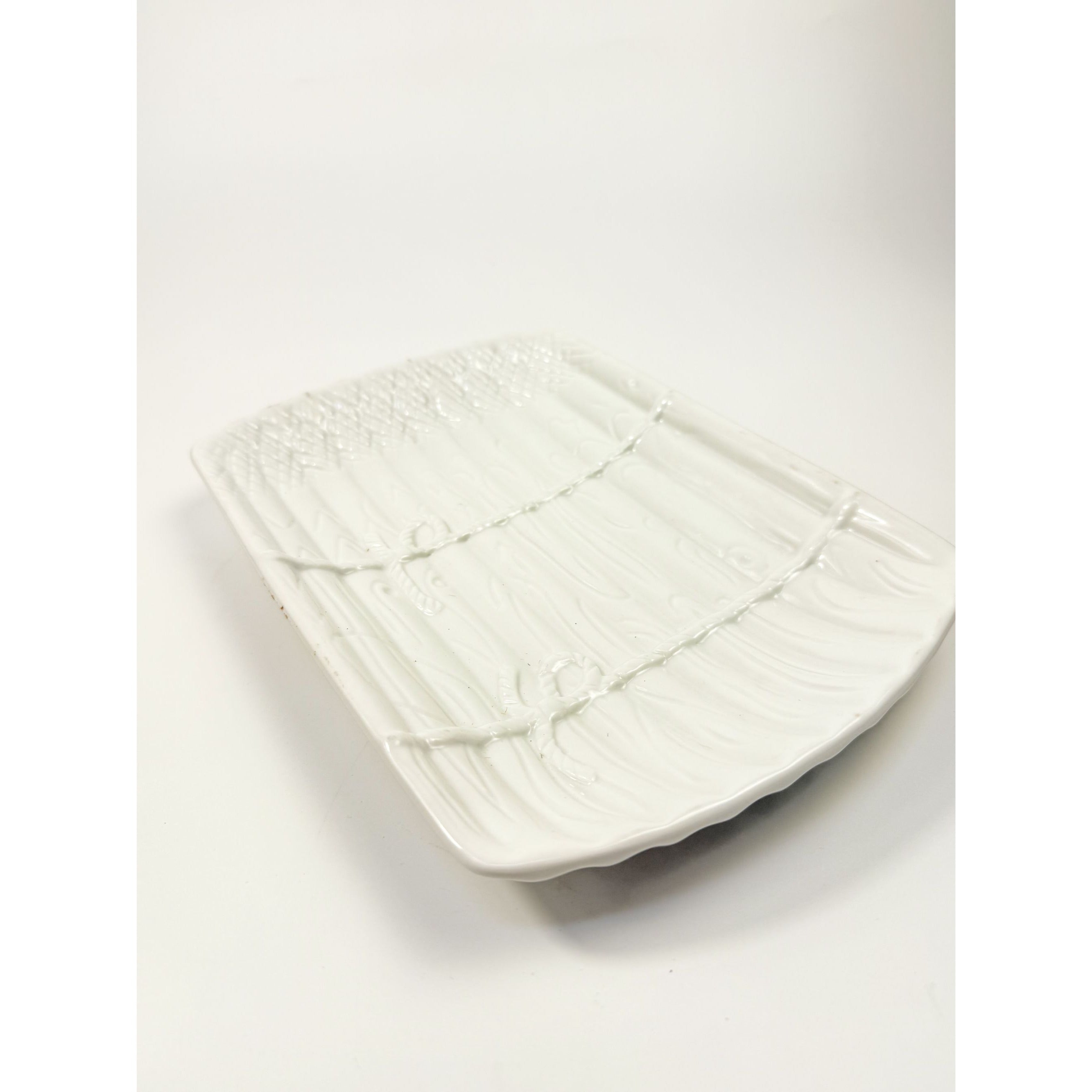 Asparagus Platter Plate Majolica Style Made In Portugal White Cottage Kitchen Replacement China Serving PiecesGrand Millennial