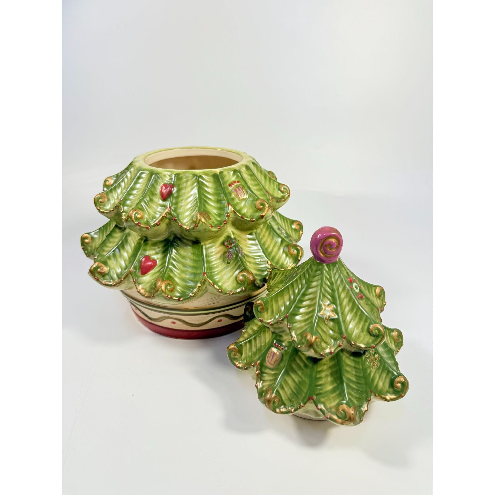 Cookie Jar Christmas Tree Pfaltzgraff Sculpted Holiday Spice Cermamic Holiday Kitchen  Decor | Seasonal Decorative Accents Lid and Base