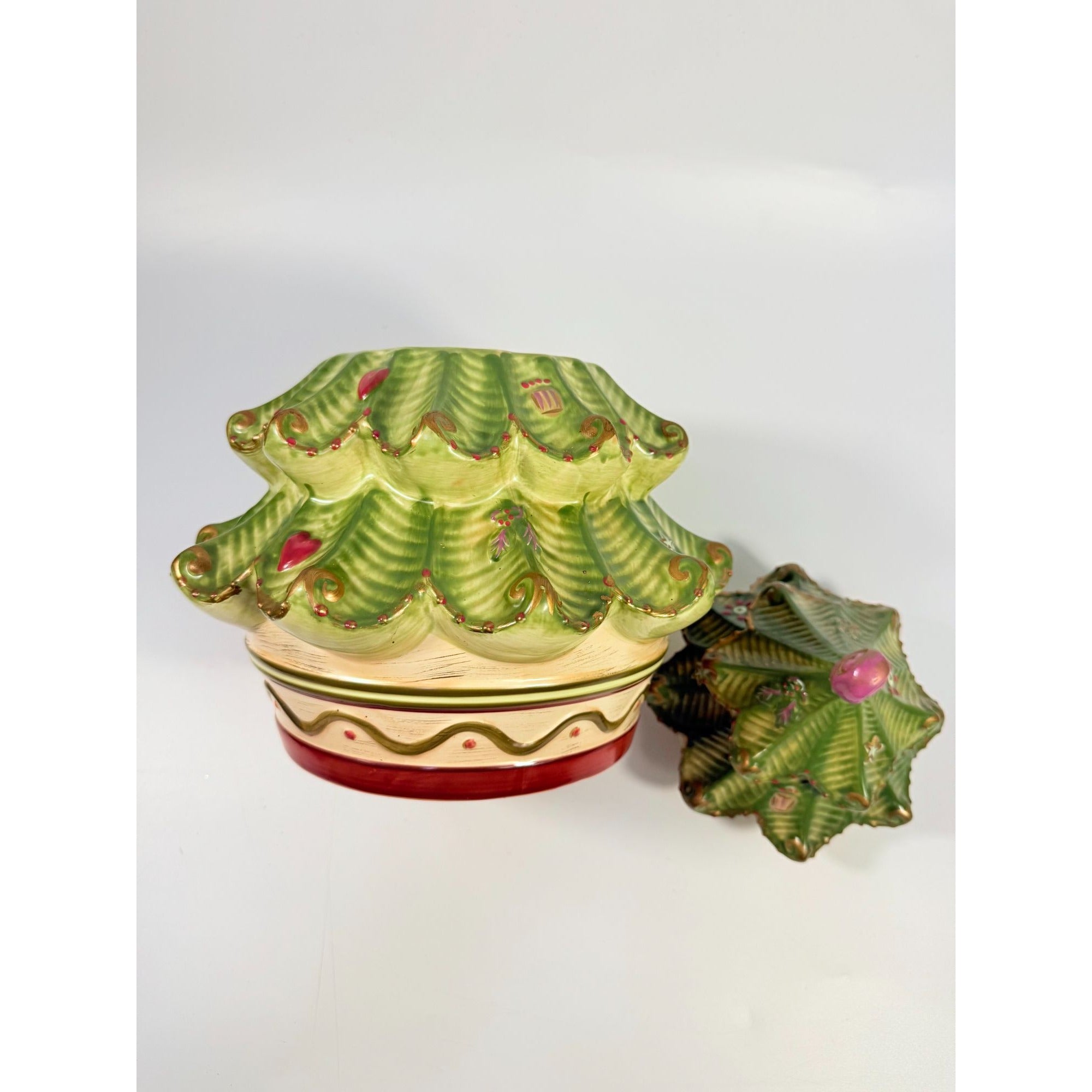 Cookie Jar Christmas Tree Pfaltzgraff Sculpted Holiday Spice Cermamic Holiday Kitchen  Decor | Seasonal Decorative Accents Lid and Base
