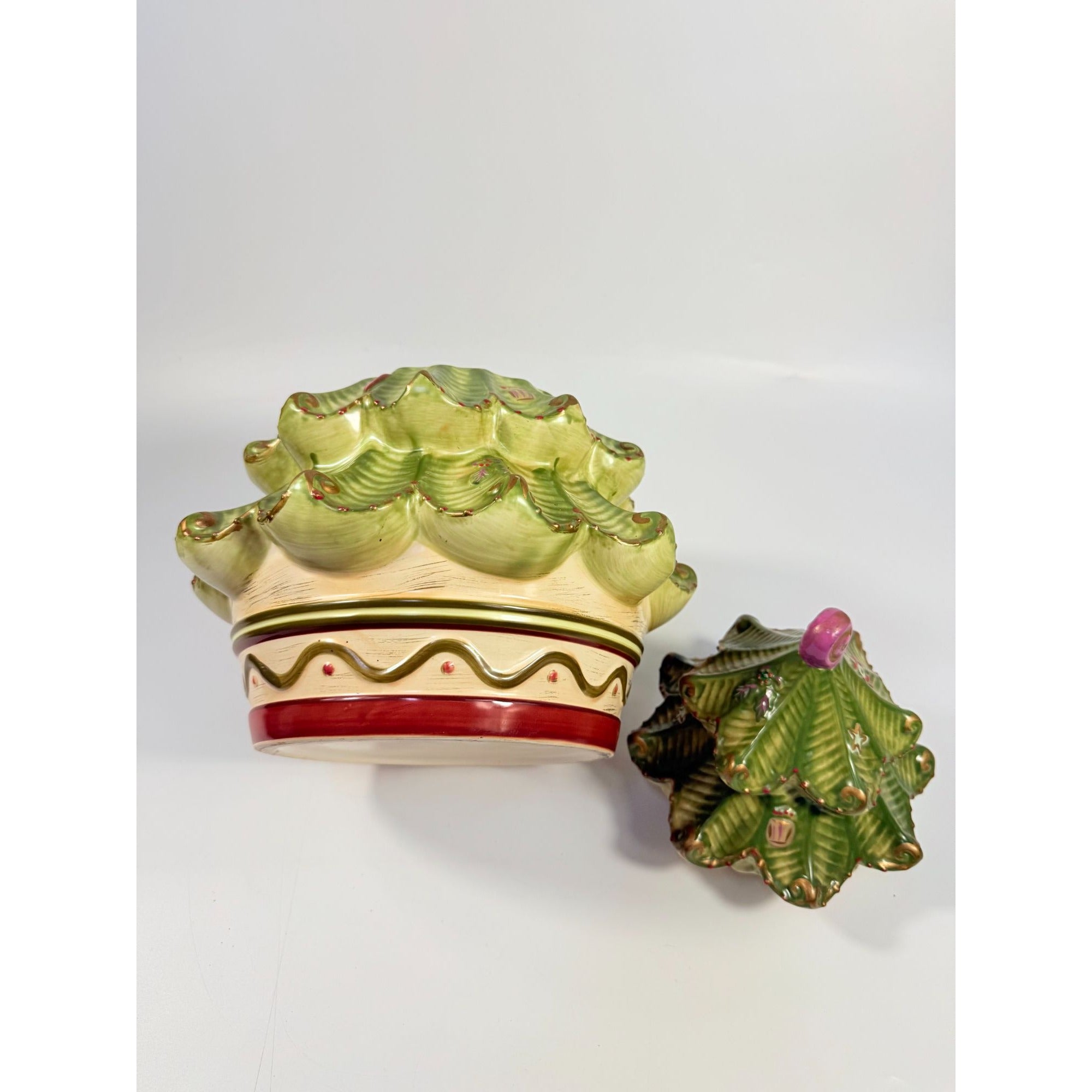 Cookie Jar Christmas Tree Pfaltzgraff Sculpted Holiday Spice Cermamic Holiday Kitchen  Decor | Seasonal Decorative Accents Lid and Base