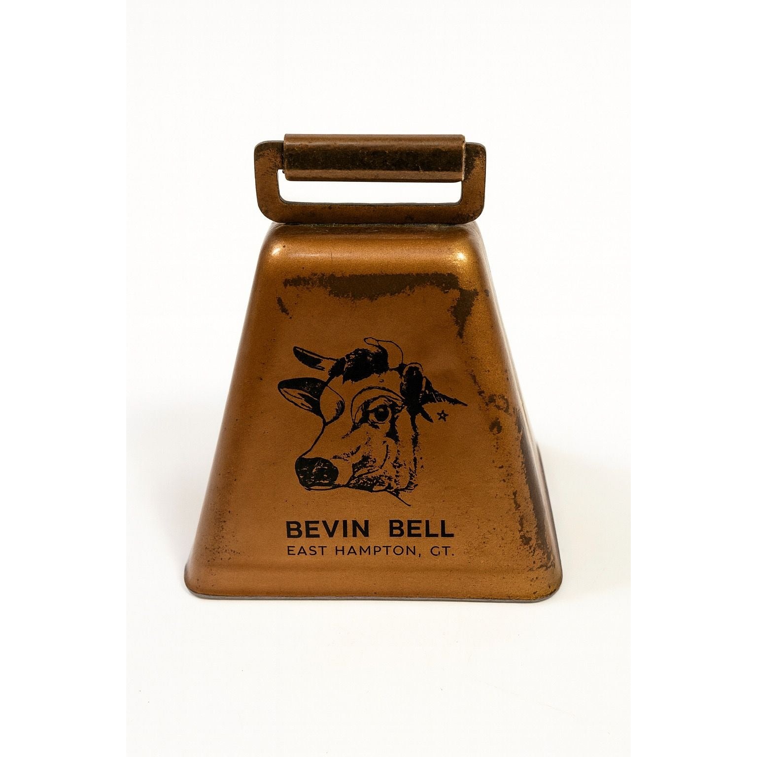 Cowbell Bevin Bell Copper Cowbell With Handle East Hampton CT | Vintage cow bell Farmhouse Primitive Cow Country Decor Rustic Primitive