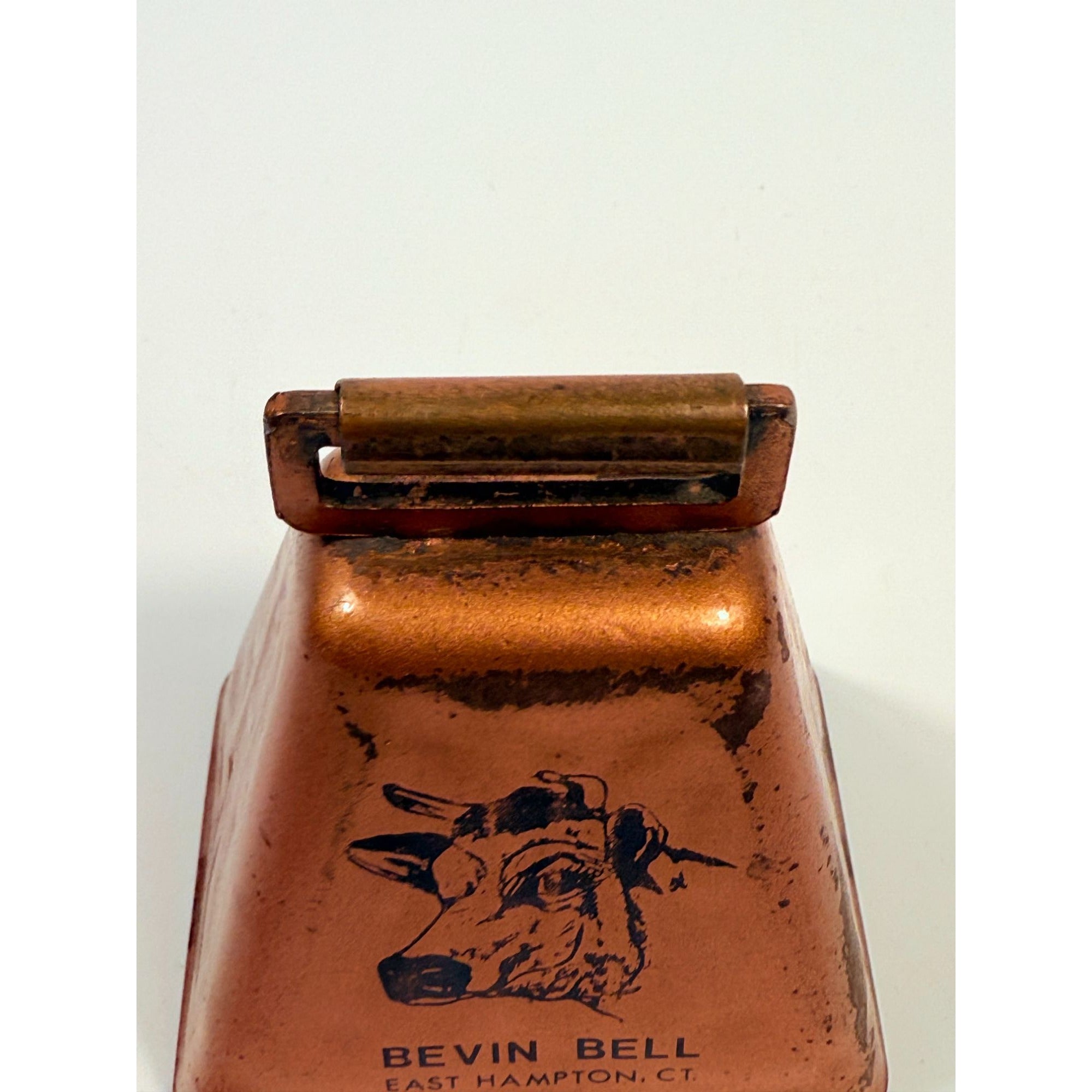 Cowbell Bevin Bell Copper Cowbell With Handle East Hampton CT | Vintage cow bell Farmhouse Primitive Cow Country Decor Rustic Primitive
