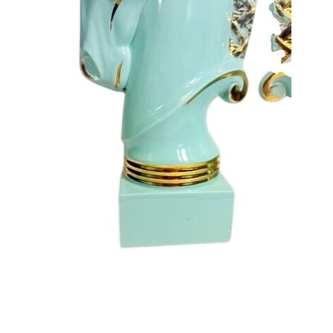 Lamp Base Pair Trojan Horse Head Turquoise Vintage Howell Ceramics Gold Accents Table Home Decor Decorative Accents Unicorn