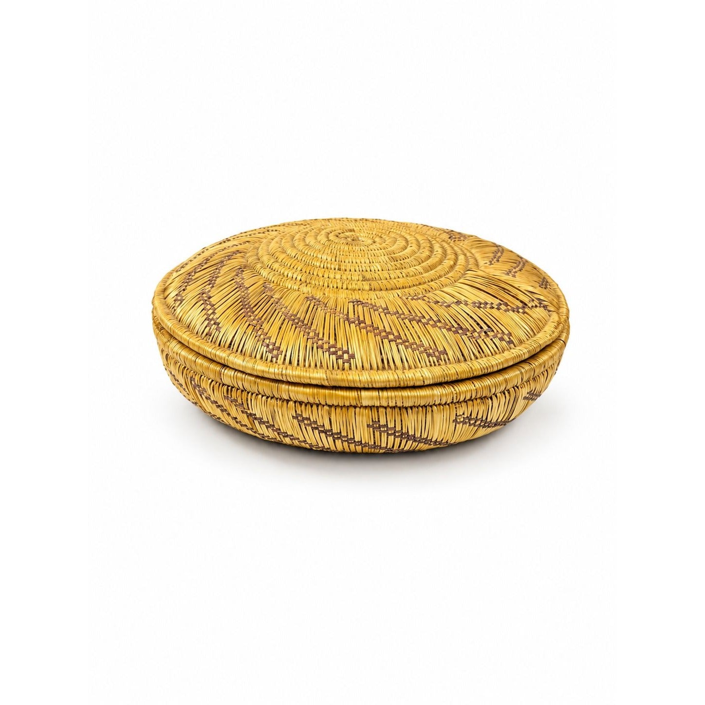 Coil Basket Thick Hand Woven Natural Fibers Dye Colors Lidded Tribal Native Storage Centerpiece Coffee Tabl eBoho Hand Made Home