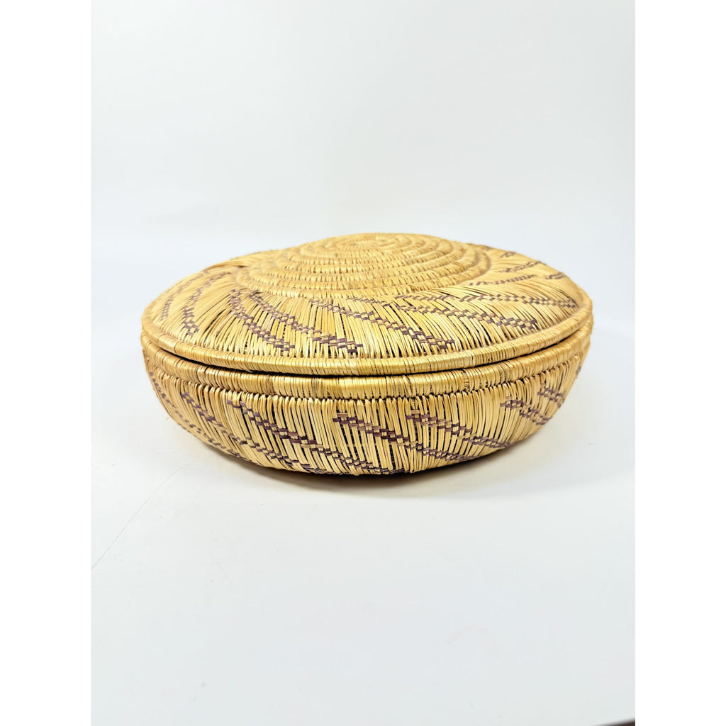 Coil Basket Thick Hand Woven Natural Fibers Dye Colors Lidded Tribal Native Storage Centerpiece Coffee Tabl eBoho Hand Made Home