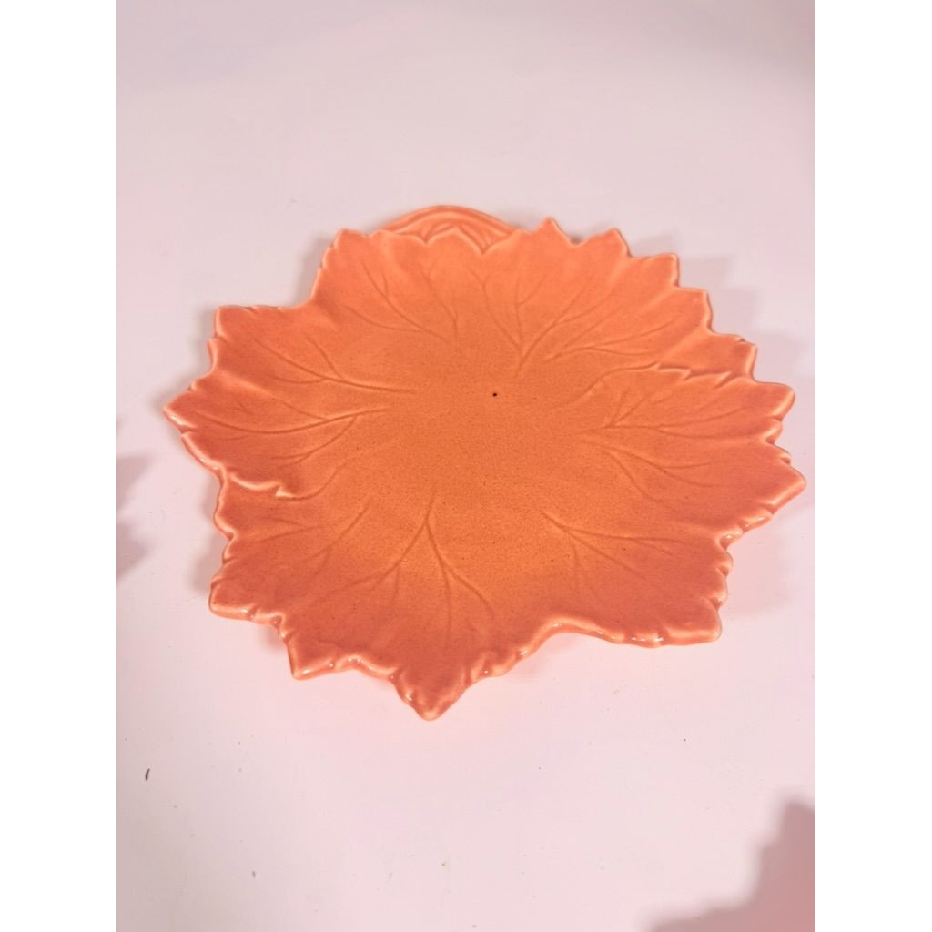 Salad Dessert Snack Plate Steubenville Woodfield Ohio Pottery Autumn Leaf Speckled Salmon Pink Mauve Peach Set 3 Vintage Replacement China