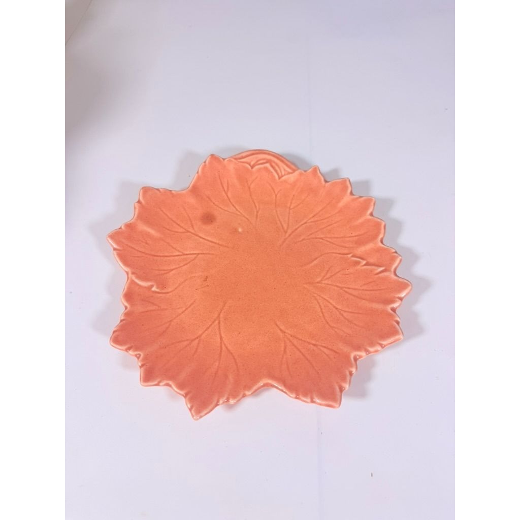 Salad Dessert Snack Plate Steubenville Woodfield Ohio Pottery Autumn Leaf Speckled Salmon Pink Mauve Peach Set 3 Vintage Replacement China