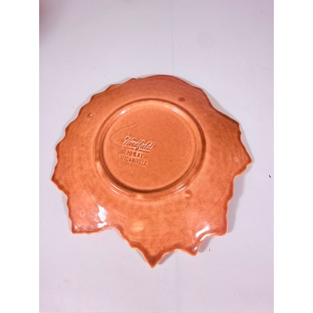 Salad Dessert Snack Plate Steubenville Woodfield Ohio Pottery Autumn Leaf Speckled Salmon Pink Mauve Peach Set 3 Vintage Replacement China