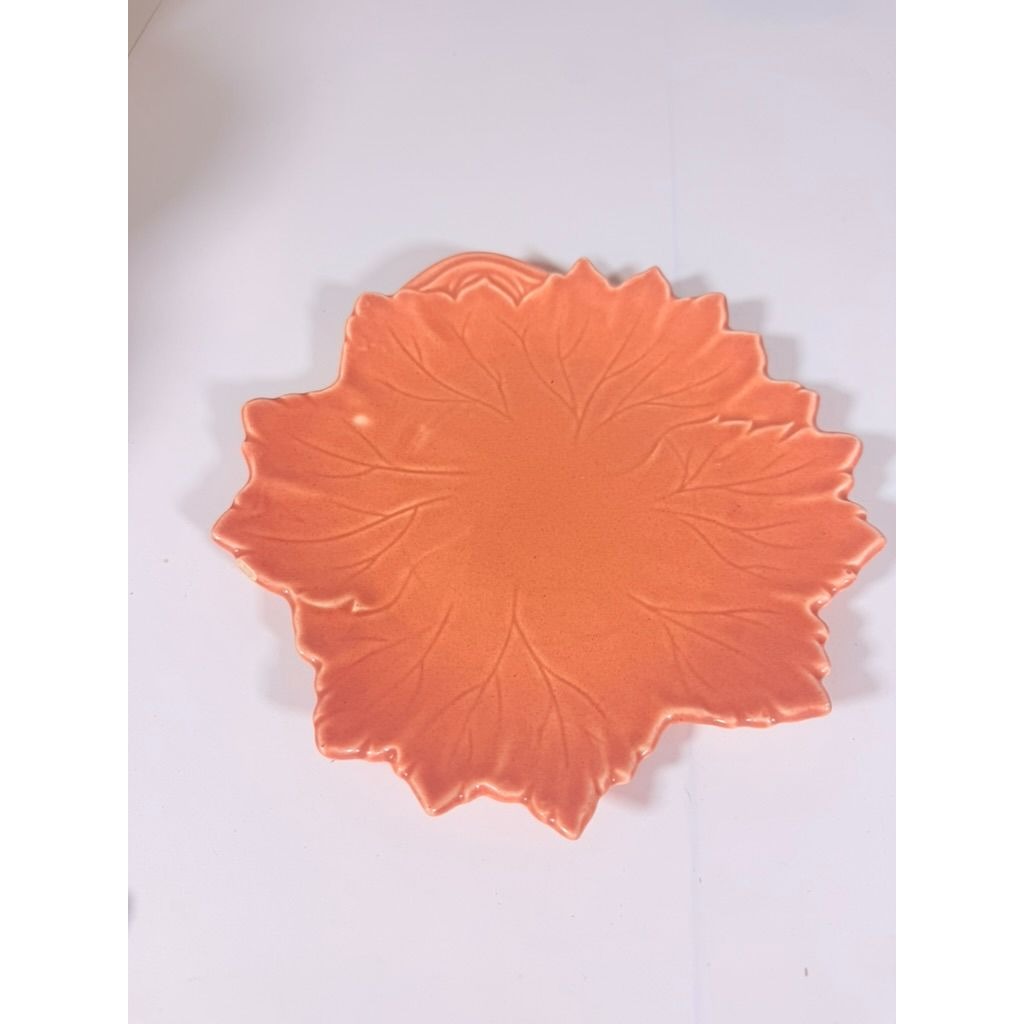 Salad Dessert Snack Plate Steubenville Woodfield Ohio Pottery Autumn Leaf Speckled Salmon Pink Mauve Peach Set 3 Vintage Replacement China