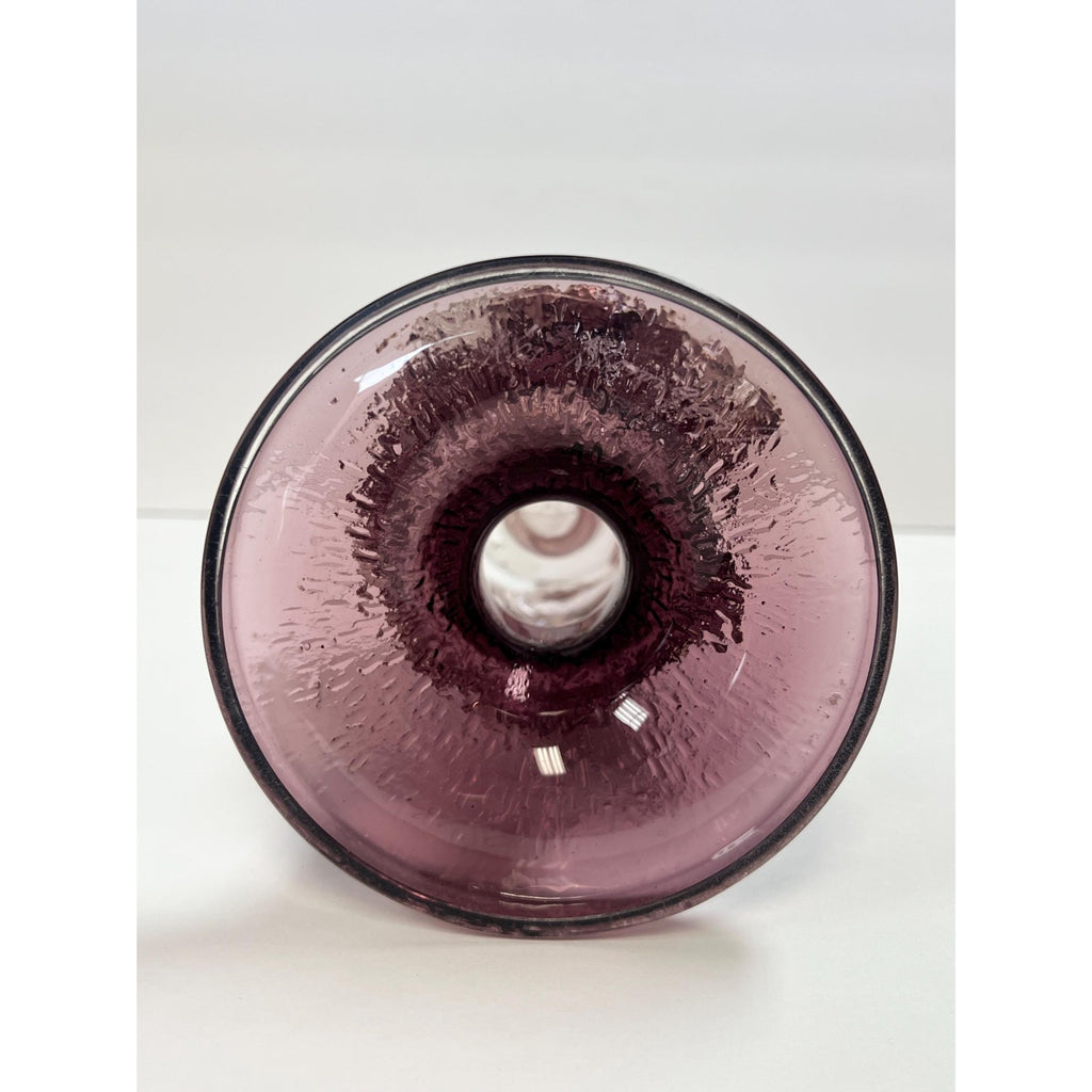 Hand BlownModernist glass candle holder Kaj Blomqvist Finnish brutalist purple candlestick  Humppila Kumela Käpy Natura Scandinavian Vintage