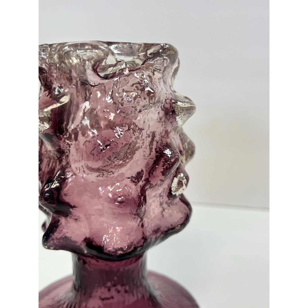 Hand BlownModernist glass candle holder Kaj Blomqvist Finnish brutalist purple candlestick  Humppila Kumela Käpy Natura Scandinavian Vintage