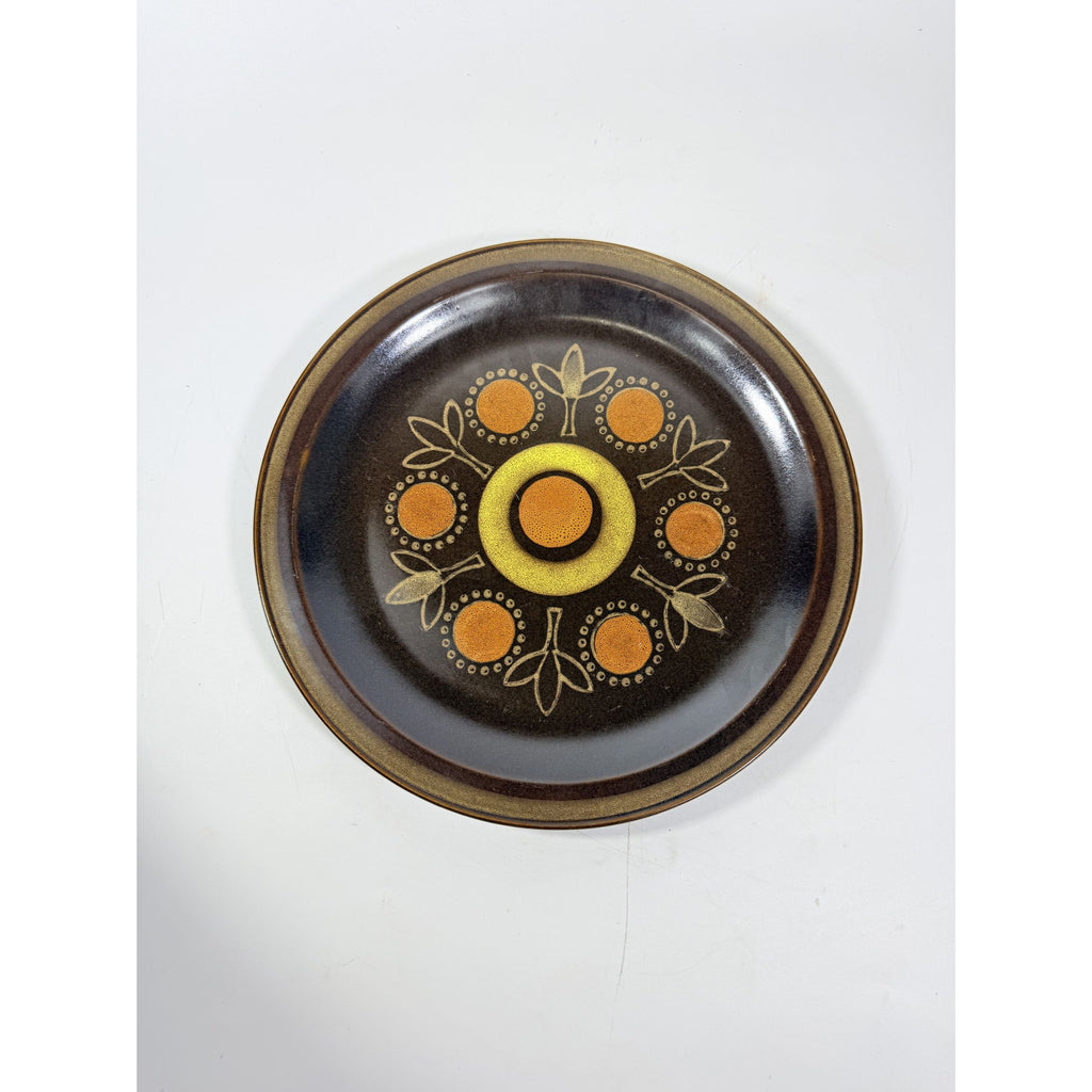 Stoneware Chop Platter Georges Briard Aztec 12" Vintage Mid Century Brown Orange Replacement China Kitschy Japan Muted Earthtones