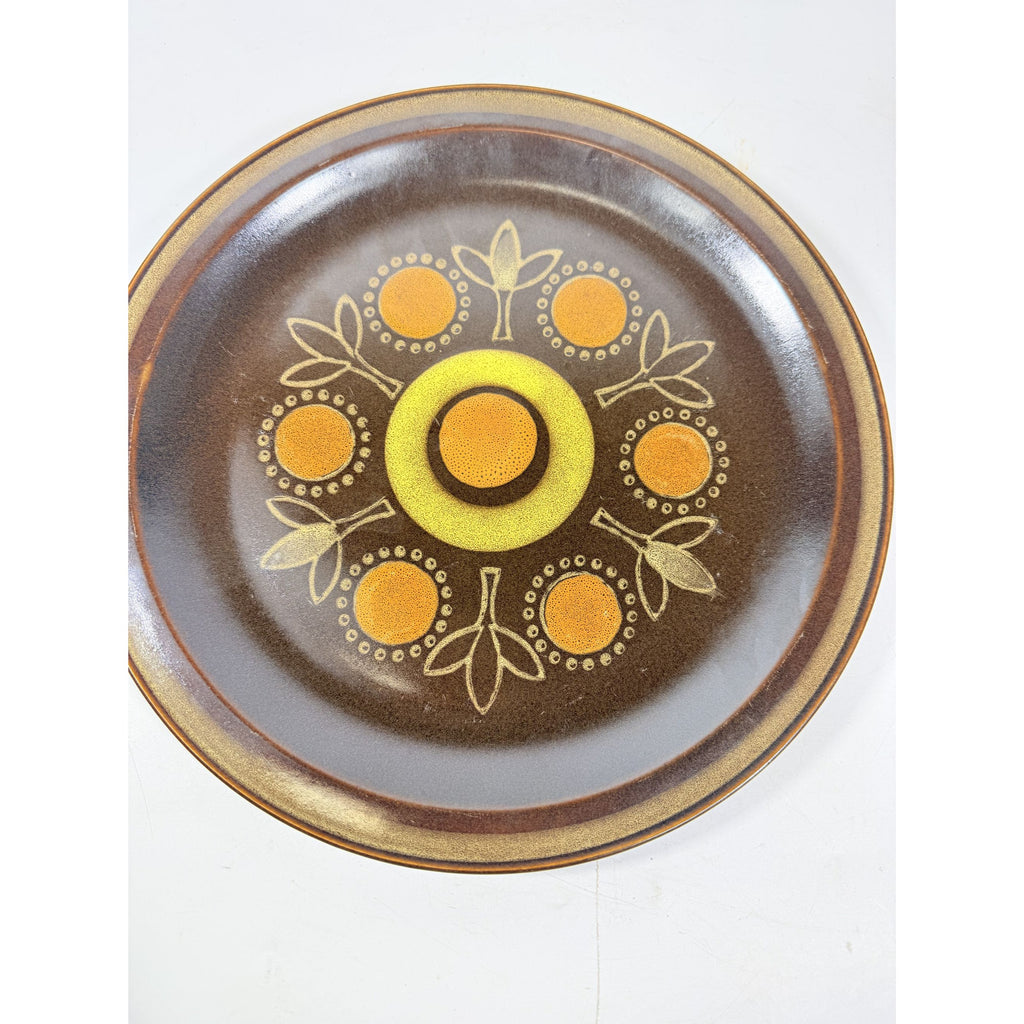 Stoneware Chop Platter Georges Briard Aztec 12" Vintage Mid Century Brown Orange Replacement China Kitschy Japan Muted Earthtones