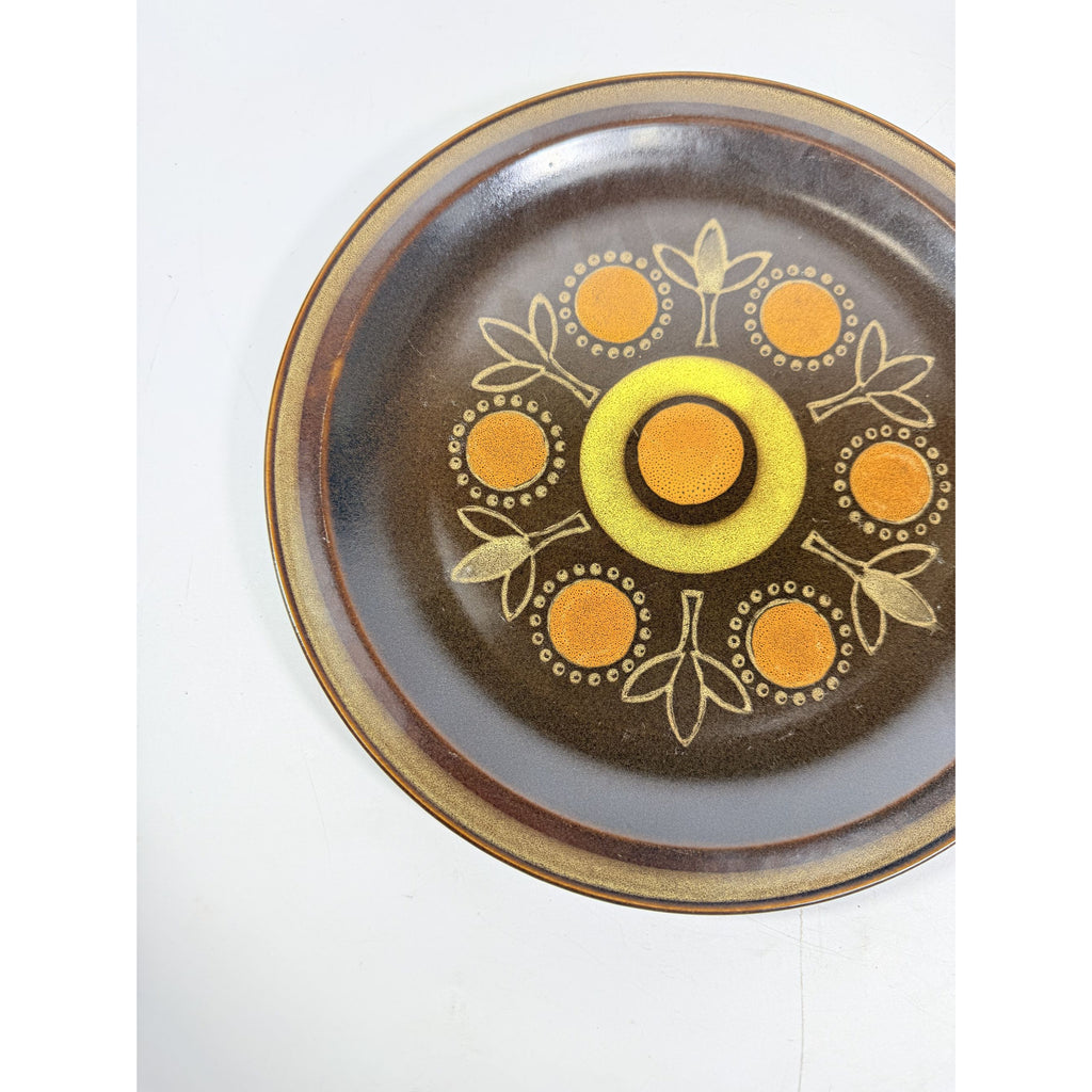 Stoneware Chop Platter Georges Briard Aztec 12" Vintage Mid Century Brown Orange Replacement China Kitschy Japan Muted Earthtones