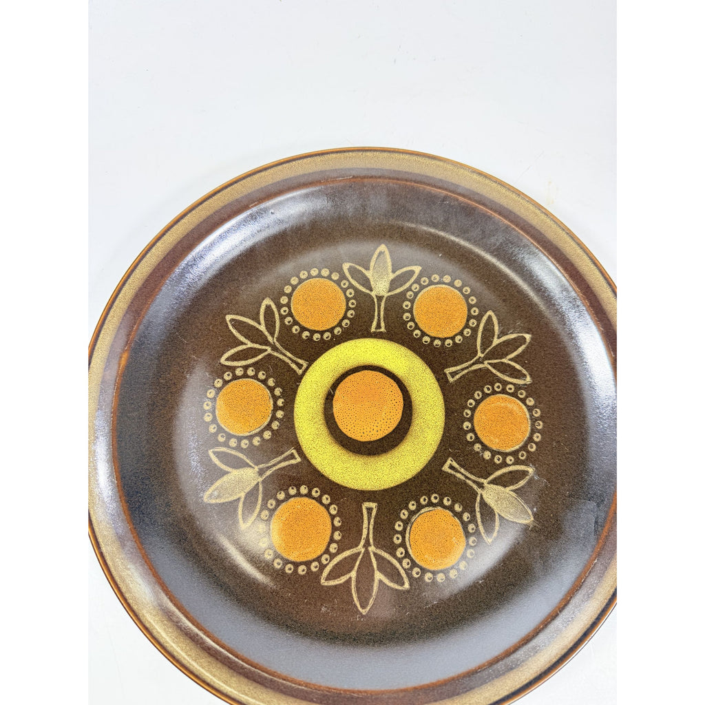Stoneware Chop Platter Georges Briard Aztec 12" Vintage Mid Century Brown Orange Replacement China Kitschy Japan Muted Earthtones