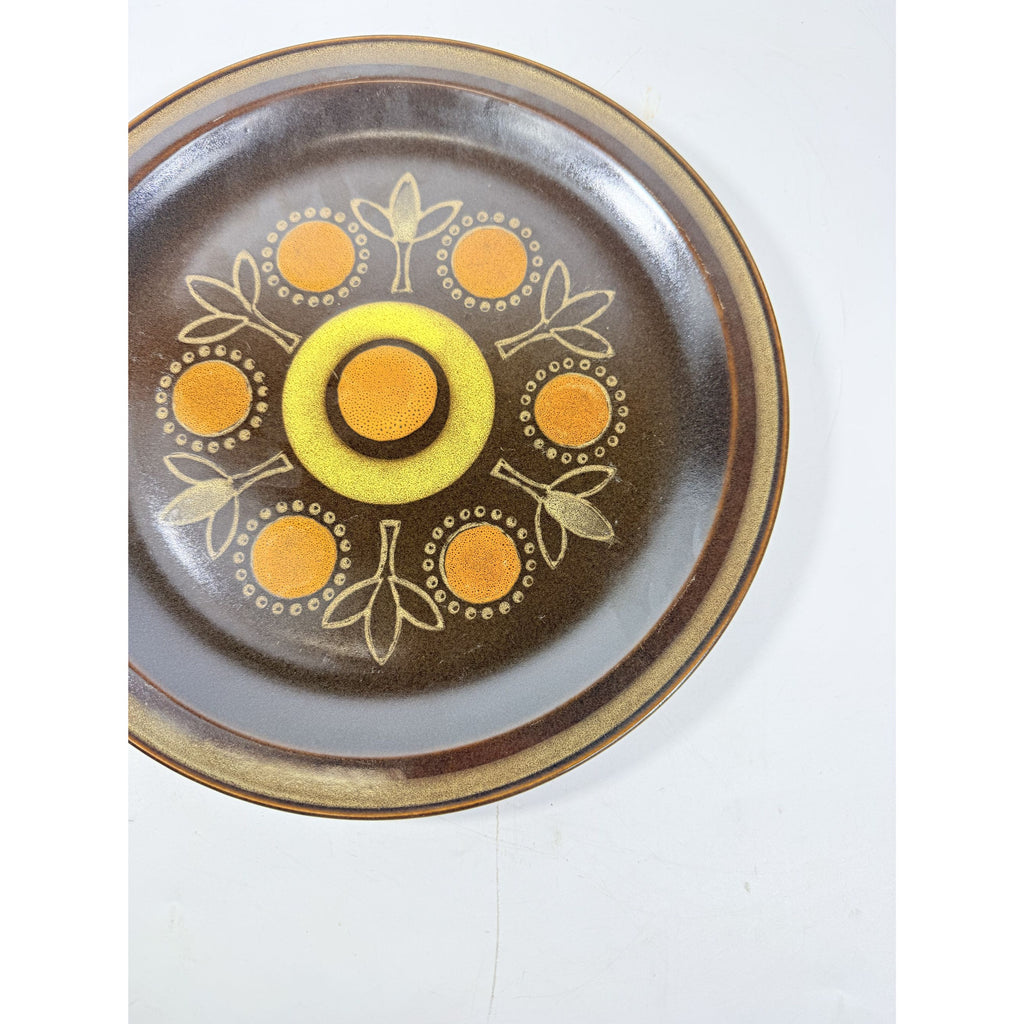 Stoneware Chop Platter Georges Briard Aztec 12" Vintage Mid Century Brown Orange Replacement China Kitschy Japan Muted Earthtones