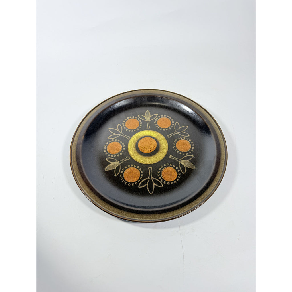 Stoneware Chop Platter Georges Briard Aztec 12" Vintage Mid Century Brown Orange Replacement China Kitschy Japan Muted Earthtones