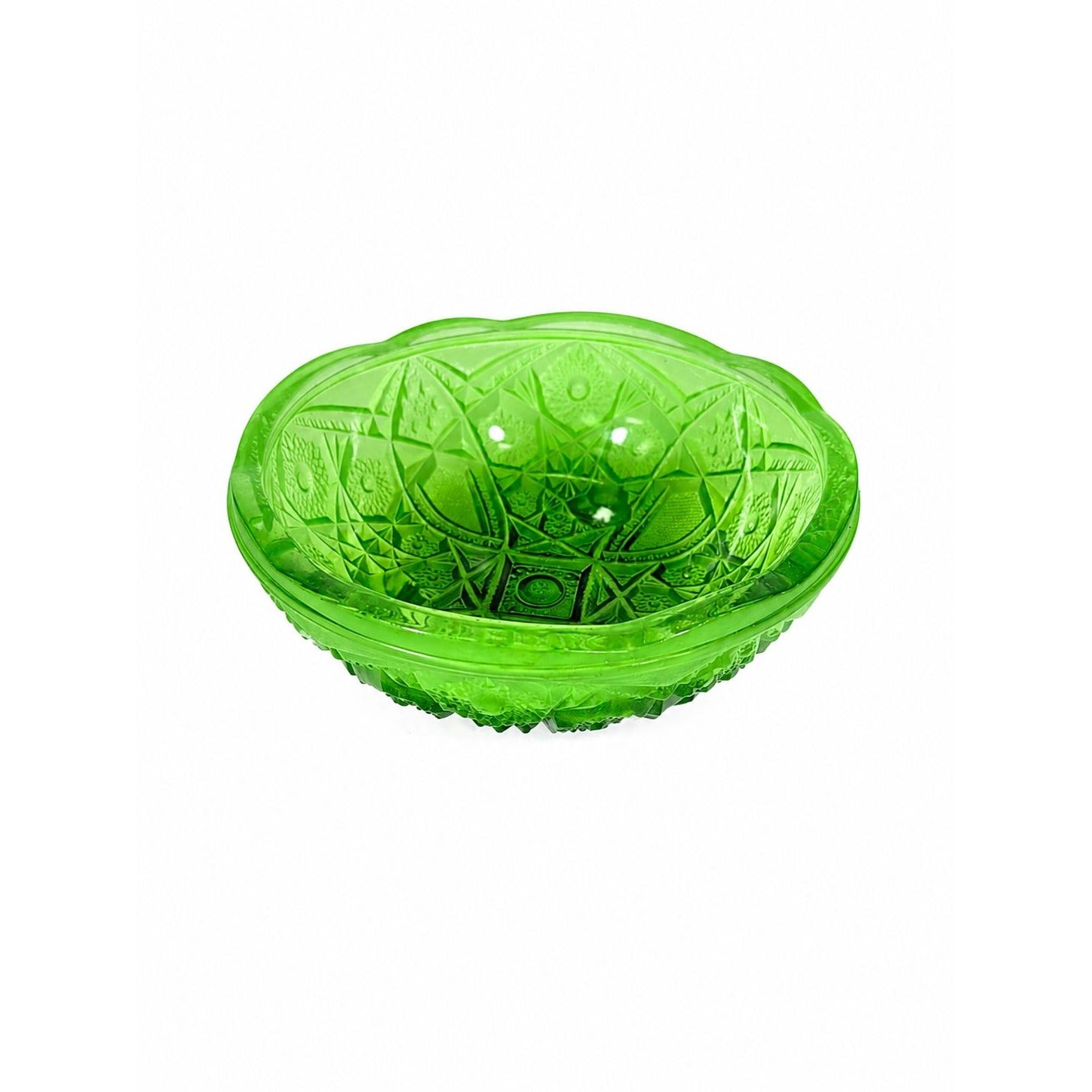 Footed Bowl Pressed Glass Jeanette Glassware Frosted Green Ombre 3-Toed Collectible