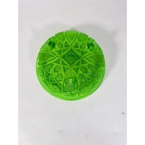 Footed Bowl Pressed Glass Jeanette Glassware Frosted Green Ombre 3-Toed Collectible
