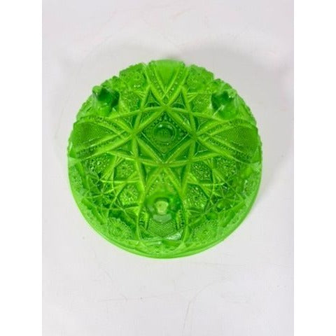 Footed Bowl Pressed Glass Jeanette Glassware Frosted Green Ombre 3-Toed Collectible