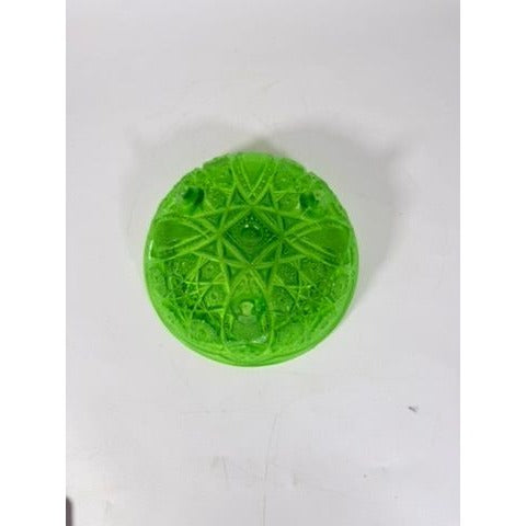 Footed Bowl Pressed Glass Jeanette Glassware Frosted Green Ombre 3-Toed Collectible