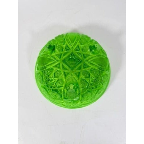 Footed Bowl Pressed Glass Jeanette Glassware Frosted Green Ombre 3-Toed Collectible