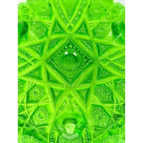 Footed Bowl Pressed Glass Jeanette Glassware Frosted Green Ombre 3-Toed Collectible