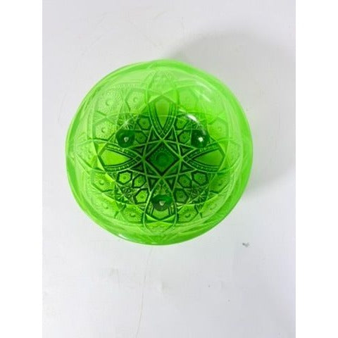Footed Bowl Pressed Glass Jeanette Glassware Frosted Green Ombre 3-Toed Collectible