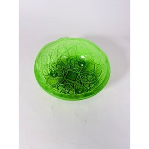 Footed Bowl Pressed Glass Jeanette Glassware Frosted Green Ombre 3-Toed Collectible